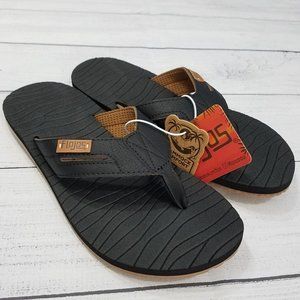 Flojos Waverunner Flip Flop Sandals Mens Size 8 Black/Gum
